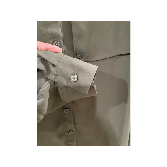 Who What Wear Long Sleeve Poplin Olive Green Blouse - Size Large (EUC) - Picture 5 of 6